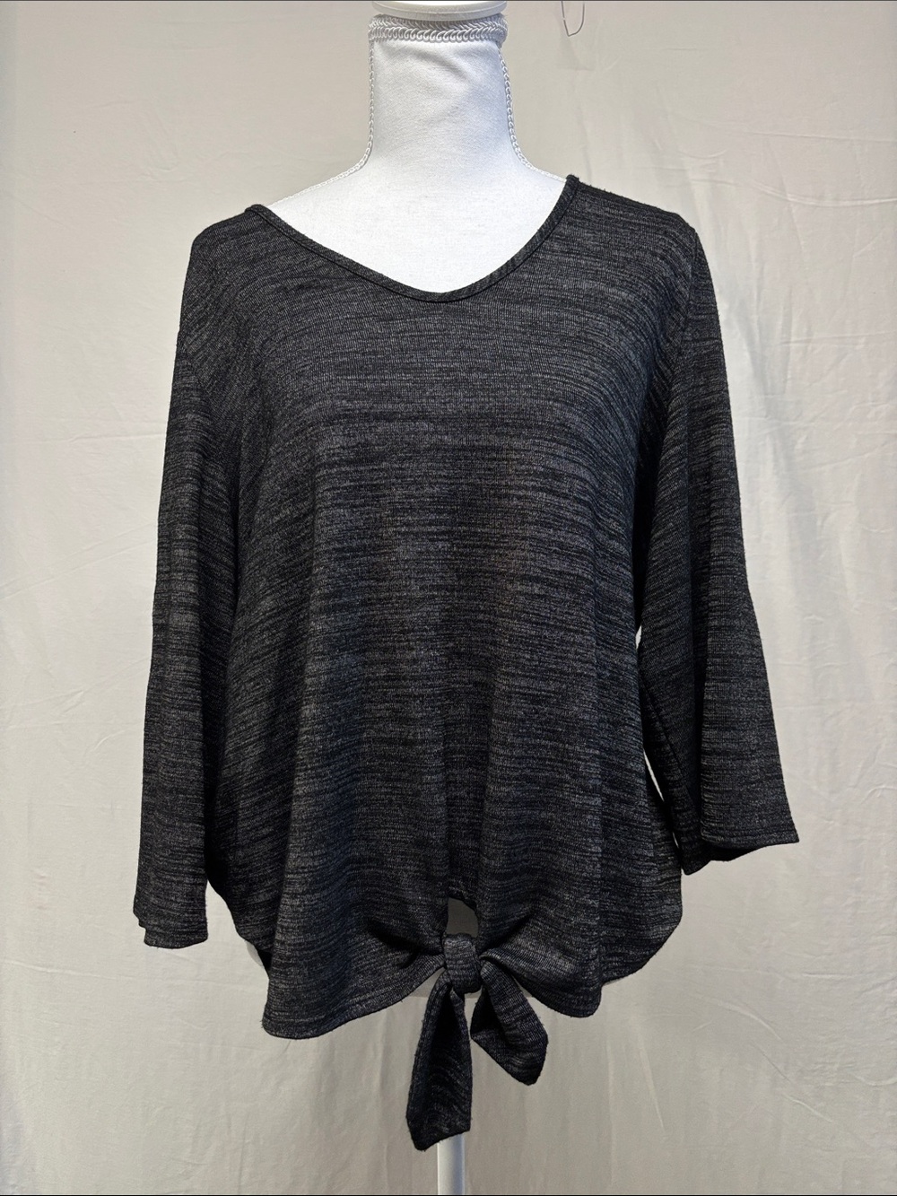 Reitmans Charcoal Tie-Front Knit Tunic